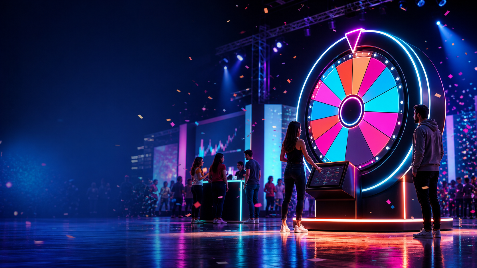 SpinPrize activation booth with interactive prize wheel